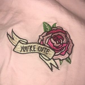 Baby pink “you’re cute “ crop tee